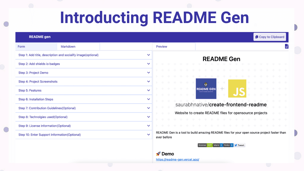Introducing README gen - Most advanced README generator for your opensource projects ✨️